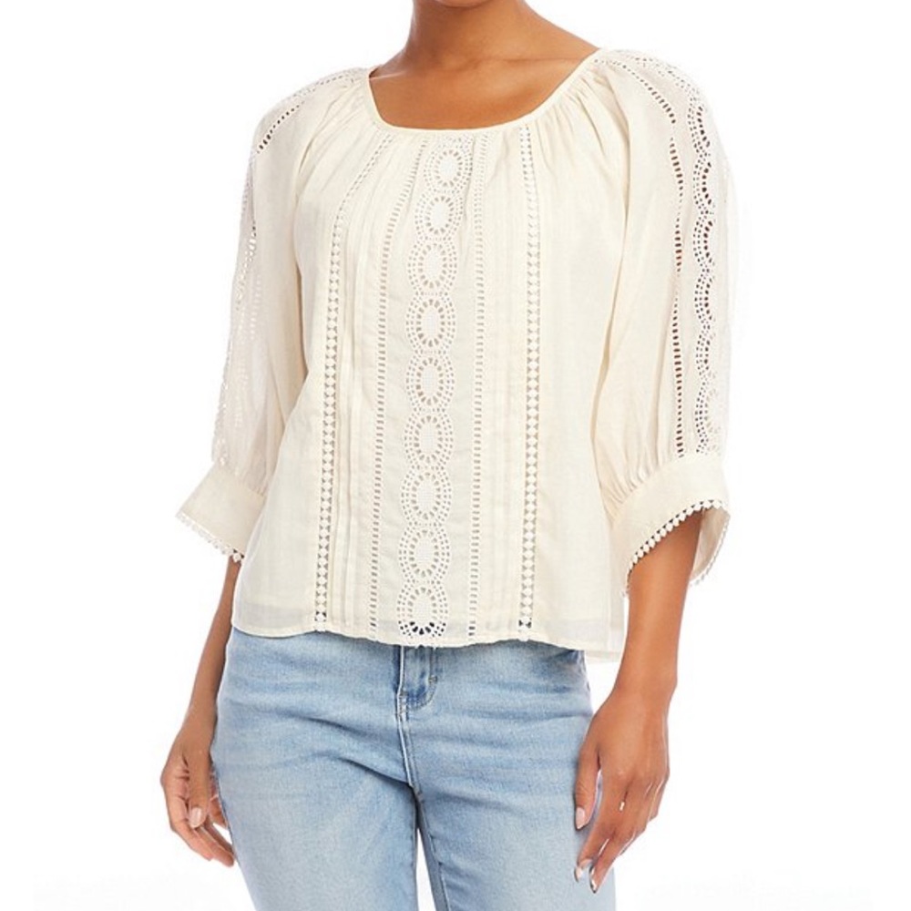 Karen Kane Cream Lace Detail Top
